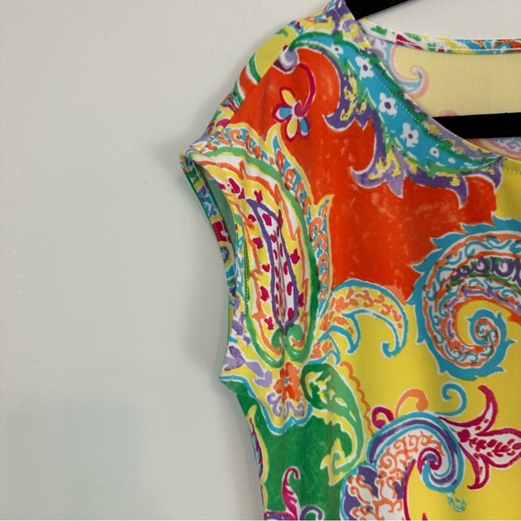 Lauren Ralph Lauren | Colorful Paisley Short Sleeve Shift Dress Size MP NWT - Picture 3 of 5